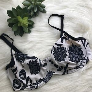 H&M Floral Paisley Sequin Embroidered Bra 34C
